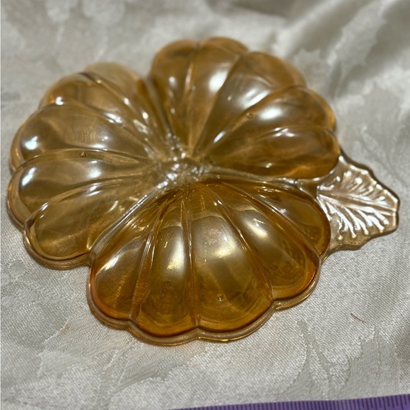 Vintage Marigold Carnival Glass Glass Flower Dish - Picture 3 of 4